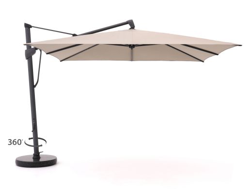 Glatz Sombrano S+ Easy zweefparasol 350x350cm - Taupe (151) (incl. Shadowline voet 140 kg) (incl.hoes) (Frame = Antraciet)