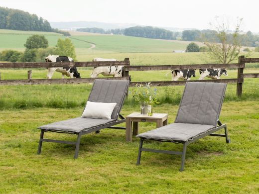 Fiber tuinkussen voor ligbed 200x65cm - Grey Melange