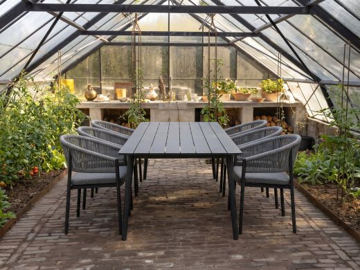 Bellagio Panaro dining tuinstoel stapelbaar - Grijs - Antraciet - Aluminium