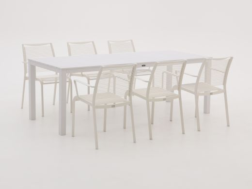 Apple Bee Hawaii/Menzano 220cm dining tuinset 7-delig stapelbaar