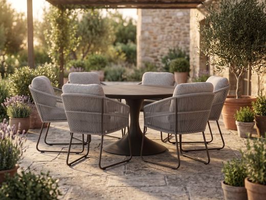 SUNS Noli/Nova ø150cm dining tuinset 7-delig