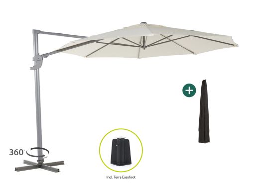 Shadowline Francisco zweefparasol ø330cm - Ecru (incl. Terra Easyfoot) (incl. kruisvoet, excl. tegels) (incl. beschermhoes)