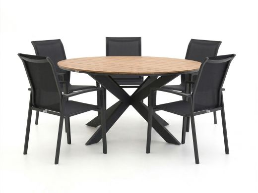 Forza Centallo/Fidenza ø149cm dining tuinset 6-delig stapelbaar