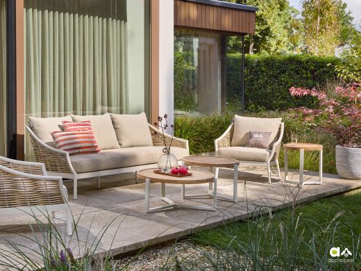 Apple Bee Milou lounge tuinstoel - Wit - Ecru - Textileen