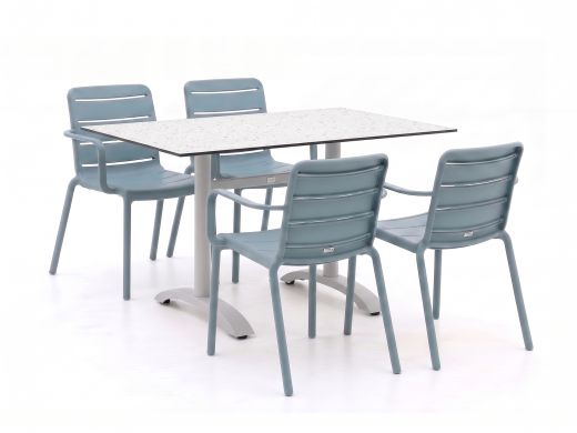 Forza Narni/Lisio 120cm dining tuinset 5-delig stapelbaar