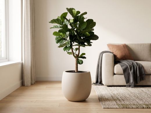 Designplants/Luca Lifestyle Lyrata Y kunstboom (h:170cm) met Bordo Tall Balloon bloempot - Groen (bloempot = Clay)