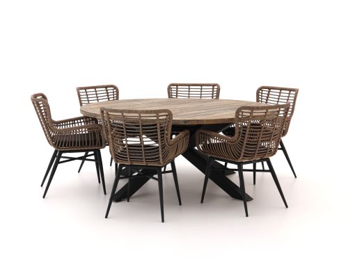 Intenso Asti/Rough-Y Ø180cm dining tuinset 7-delig