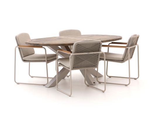 Bellagio Sordio/ROUGH-Y Ellips 200cm dining tuinset 5-delig stapelbaar