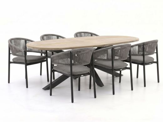 Bellagio Panaro/ROUGH-Y Ellips 240cm dining tuinset 7-delig stapelbaar