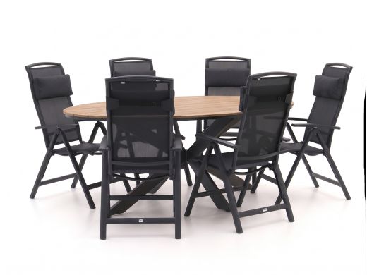 Forza Capri/Fidenza ovaal 180cm dining tuinset 7-delig verstelbaar