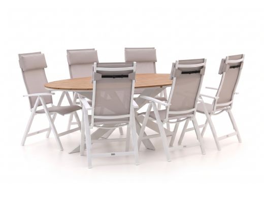 Bellagio Avenza/Fidenza ovaal 220cm dining tuinset 5-delig verstelbaar