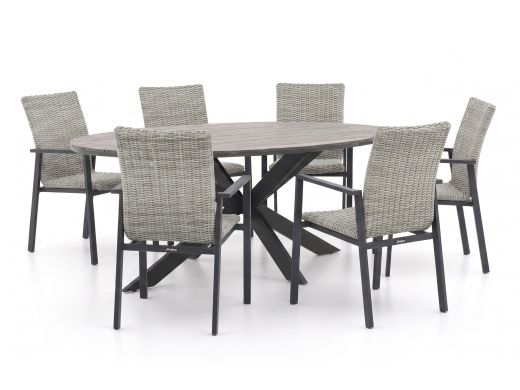 Manifesto Villongo/Fidenza ovaal 180cm dining tuinset 7-delig stapelbaar