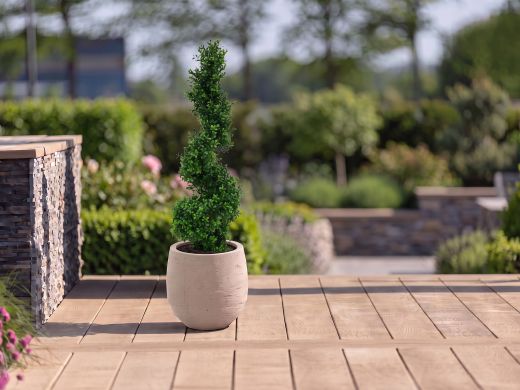 Designplants/Luca Lifestyle Buxus spiraal kunstboom (h:100cm) met Bordo Balloon bloempot - Groen (UV bestendig) (bloempot = Clay)