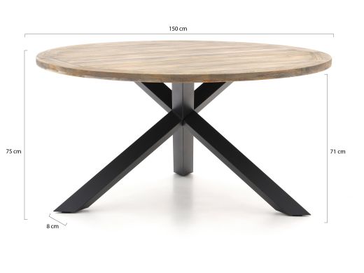 Tierra Outdoor Liv/ROUGH-Y Ø150cm dining tuinset 6-delig stapelbaar