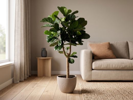Designplants/Luca Lifestyle Lyrata Y kunstboom (h:170cm) met Ruvido Organic bloempot - Groen (bloempot = Sand)