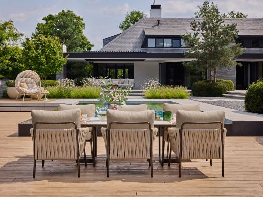 SUNS Fiave low dining tuinstoel - Taupe - Naturel - Bruin - Rope (touw)
