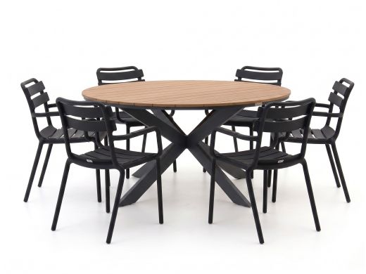 Forza Vico/Fidenza ø149cm dining tuinset 7-delig stapelbaar