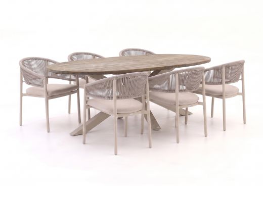 Bellagio Panaro/ROUGH-Y Ellips 240cm dining tuinset 7-delig stapelbaar
