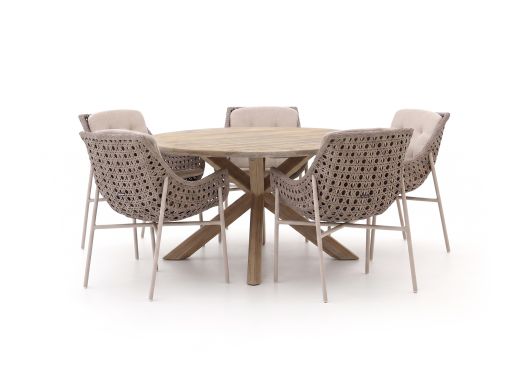 Manifesto Novara/ROUGH-Y ø150cm dining tuinset 6-delig