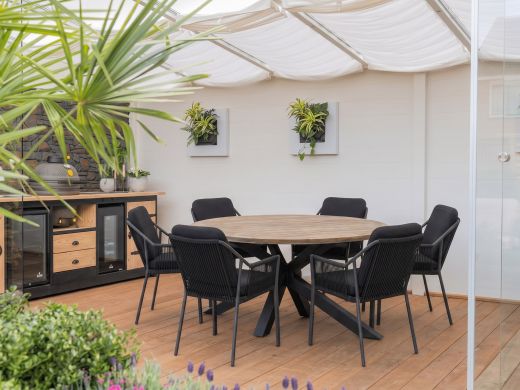 Tierra Outdoor Liv/ROUGH-Y Ø180cm dining tuinset 7-delig stapelbaar