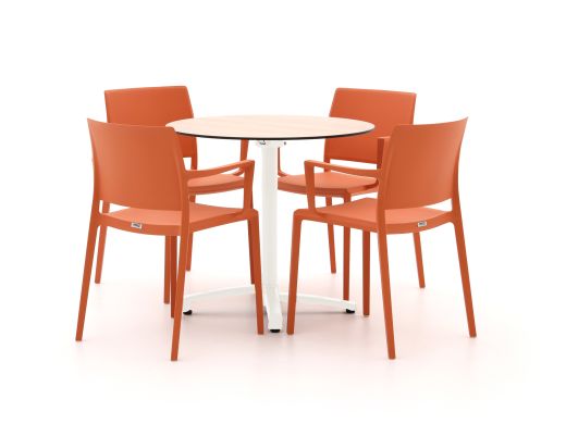 Forza Sile/Canzo ø 80cm dining tuinset 5-delig stapelbaar inklapbaar