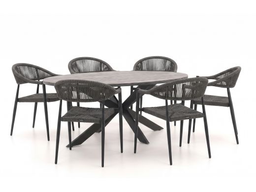 Manifesto Belpasso/Fidenza ovaal 180cm dining tuinset 7-delig stapelbaar