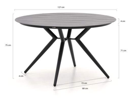 Manifesto Belpasso/Sora ø127cm dining tuinset 5-delig stapelbaar