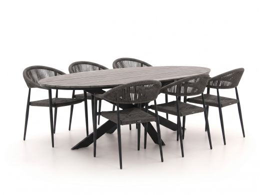 Manifesto Belpasso/Fidenza ovaal 220cm dining tuinset 7-delig stapelbaar