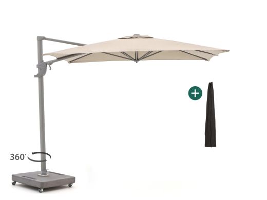 Shadowline Francisco zweefparasol 260x260cm - Light Taupe (incl. voet 160kg verrijdbaar) (incl. kruisvoet, excl. tegels) (incl. beschermhoes)