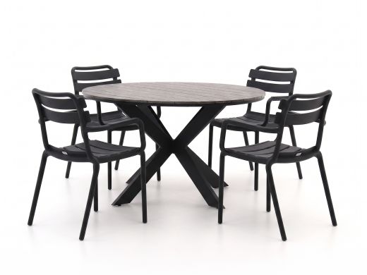 Forza Vico/Fidenza ø126cm dining tuinset 5-delig stapelbaar