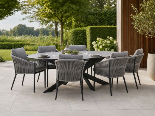 Bellagio Mineo/Furato ellips 240cm dining tuinset 7-delig
