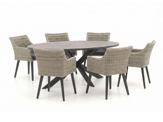 Manifesto Matese/Fidenza ovaal 220cm dining tuinset 7-delig