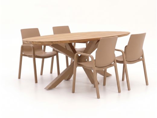 Hartman Flow/San Sebastian 200cm dining tuinset 5-delig stapelbaar