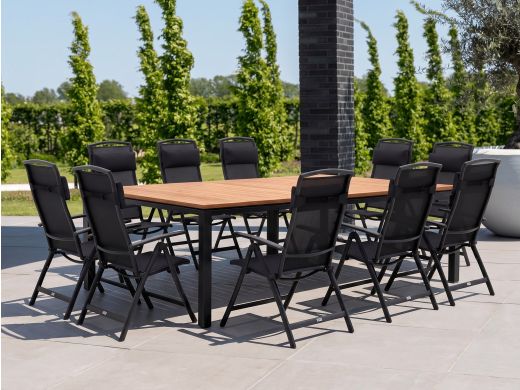Forza Capri/Linosa 240x160cm dining tuinset 11-delig verstelbaar