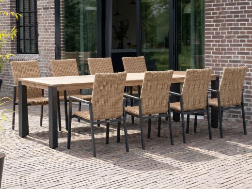 Manifesto Villongo/ROUGH-S 300cm dining tuinset 9-delig stapelbaar