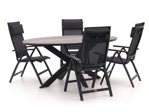 Bellagio Avenza/Fidenza ovaal 180cm dining tuinset 5-delig verstelbaar