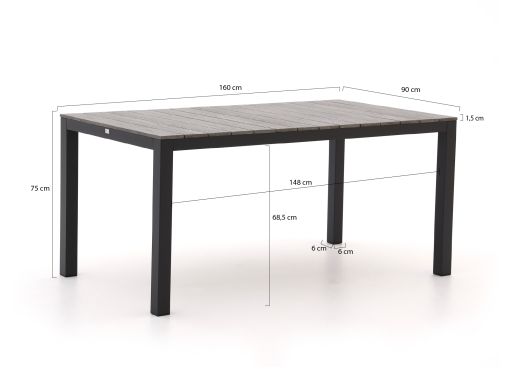 Bellagio Avenza/Fidenza 160cm dining tuinset 5-delig verstelbaar