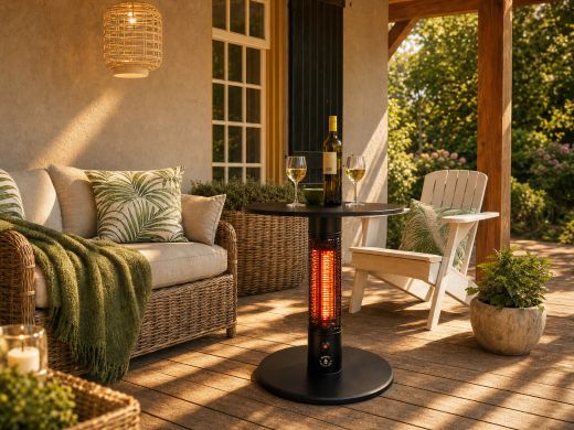 Monti HeatLine Pulse tafel met terrasverwarmer 1500W ø60cm (h: 75cm) - Black