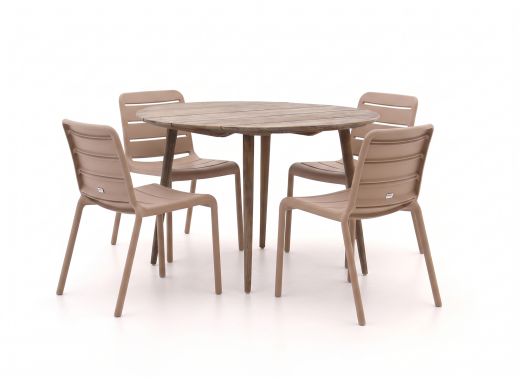 Forza Narni/ROUGH-K ø115cm dining tuinset 5-delig stapelbaar