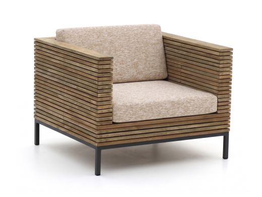 ROUGH-D lounge tuinstoel - Old Teak Greywash, Taupe - Naturel - Bruin - Teakhout