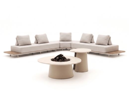 Bellagio San Lupo/Cosidune hoek loungeset met vuurtafels 5-delig