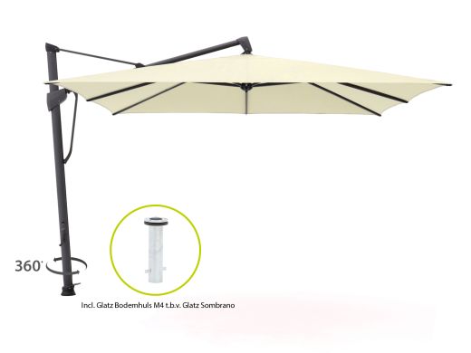 Glatz Sombrano S+ Easy zweefparasol 350x350cm