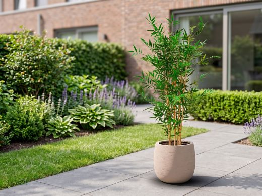 Designplants/Luca Lifestyle Japanse Bamboe kunstplant (h:120cm) met Terreno Balloon bloempot - Groen (UV bestendig) (bloempot = Sand)