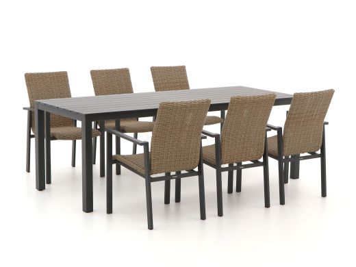 Manifesto Villongo/ROUGH-S 220cm dining tuinset 7-delig stapelbaar