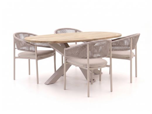 Bellagio Panaro/ROUGH-Y Ellips 200cm dining tuinset 5-delig stapelbaar