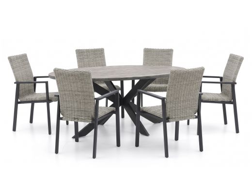 Manifesto Villongo/Fidenza ovaal 220cm dining tuinset 7-delig stapelbaar