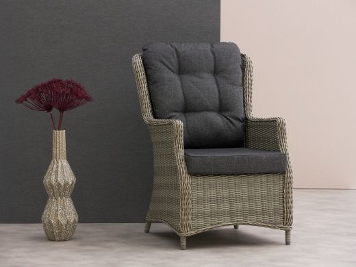 Intenso Milano dining lounge tuinstoel - Grijs - Antraciet - Wicker (vlechtwerk)