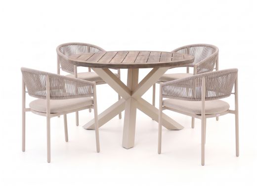 Bellagio Panaro/ROUGH-Y ø120cm dining tuinset 5-delig stapelbaar