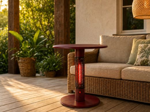 Monti HeatLine Pulse tafel met terrasverwarmer 1500W ø60cm (h: 75cm) - Red