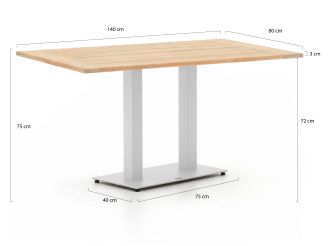 Forza Orta tuintafel 140x80x75cm - Teakhout